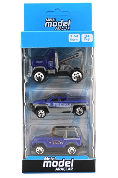 MEGA Üçlü Metal Çekicili Polis Araçları 1018d