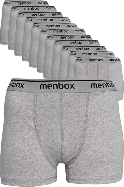 MENBOX Pack of 12 Men's Gray Lycra Classic Boxers