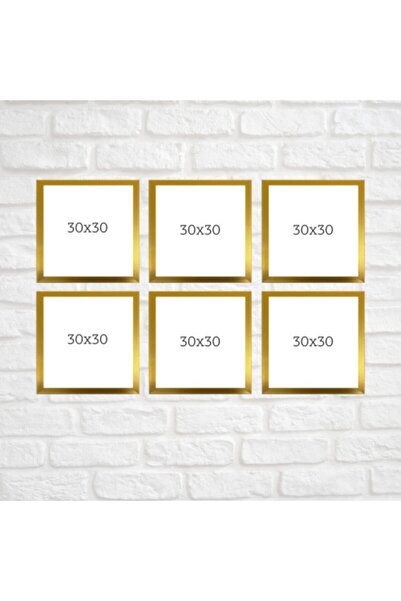 LiliaHome 6 Adet 30x30 Cm Altın Rengi Çerçeve Seti