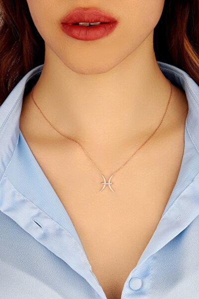 Lia Berto Kadın Rose Balık Burcu 925 Ayar Gümüş Kolye