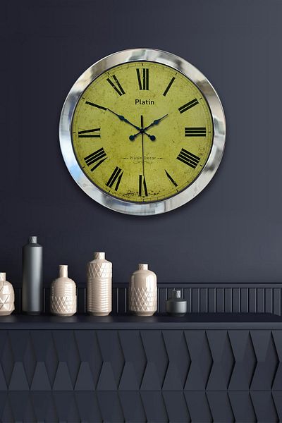 Kasva Concept Gift 36 cm Chrome Metal Roman Numeral Wall Clock