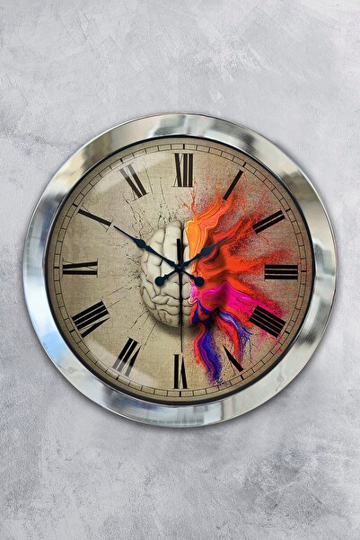 Platin Saat هدية ساعة حائط على شكل دماغ من معدن الكروم مقاس 36 سم