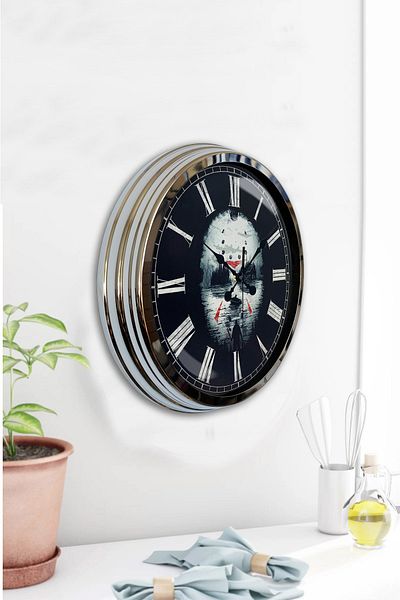 Kasva Concept Gift 40 cm Chrome Metal Pirate Wall Clock