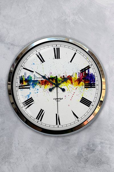 Kasva Concept Ρολόι τοίχου με θέμα το Istanbul 40 cm Chrome Metal