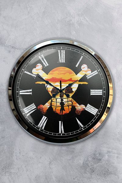 Kasva Concept Gift 40 cm Chrome Metal Pirate Wall Clock
