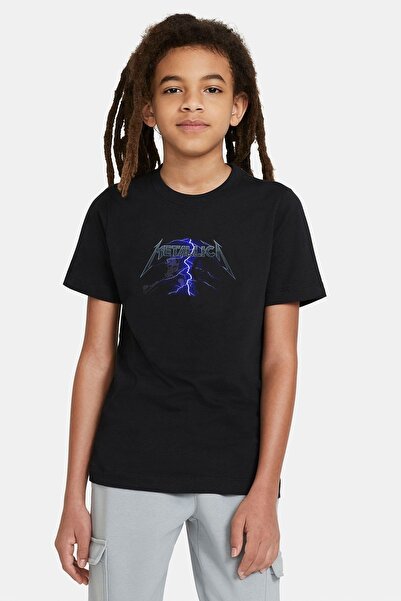 QIVI Μπλουζάκι Unisex Kids Black Metallica 2018 Lightning Metal Rock Music με...