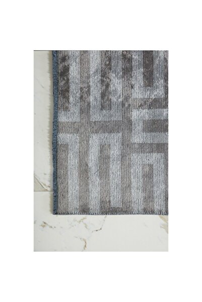 GÜMÜŞSUYU Deco Milano 12256 100x300 Gri Doğal Iplik Antitoz Yıkanabilir Pamuk Dekoratif Mutfak Salon Halıları