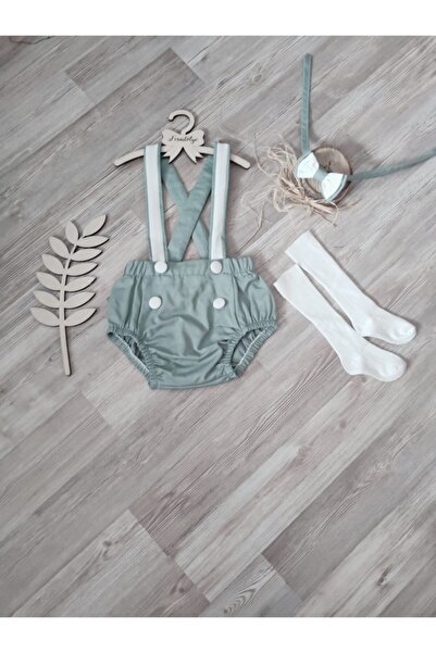 Feriatolye Küf Yeşili Erkek Bebek Salopet, Şık ve Rahat Doğum Günü Kostümü