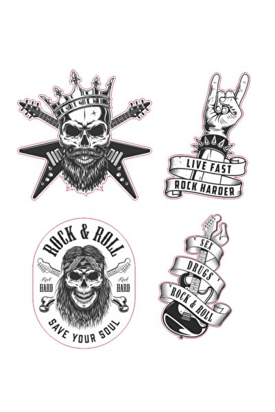 Kayacık Matbaası Gitar Etiketi - Rock Sticker - Laptop Notebook Kask Valiz De...