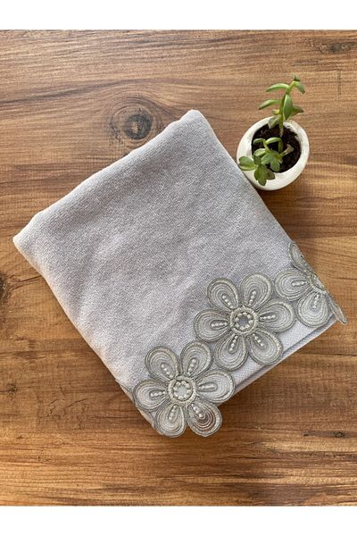 Çeyiz Bahçesi Daisy Gray Velvet Towel 50&90