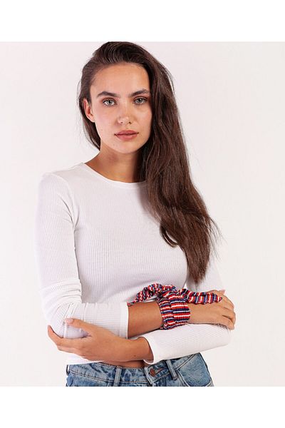 Artikel Navy Blue-red-white Striped Pleated Satin Scarf, Neck Collar, Hair Accessory