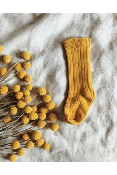 ESES BEBE Унісекс дитячі шкарпетки сафаранно-жовтого кольору до коліна