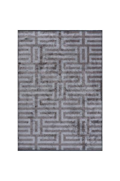 GÜMÜŞSUYU Deco Milano 12256 120x180 Gri Doğal Iplik Antitoz Yıkanabilir Pamuk Dekoratif Mutfak Salon Halıları