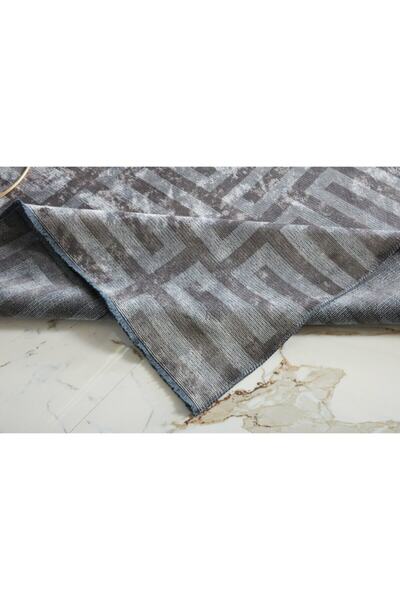 GÜMÜŞSUYU Deco Milano 12256 120x180 Gri Doğal Iplik Antitoz Yıkanabilir Pamuk Dekoratif Mutfak Salon Halıları