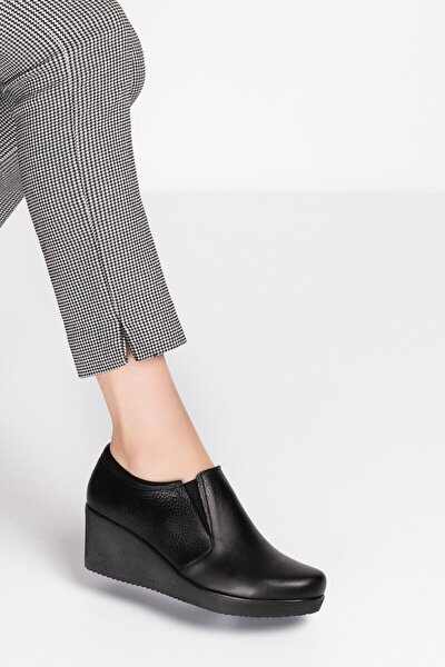 Elile Shoes Siyah Hakiki Deri Küçük & Büyük Numara Kadın Ayakkabı