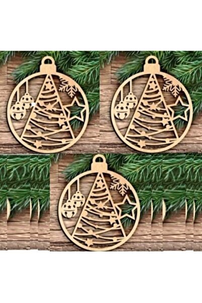 Şirin Lazer شجرة عيد الميلاد الصنوبر - زخرفة خشبية MDF مجموعة من 3