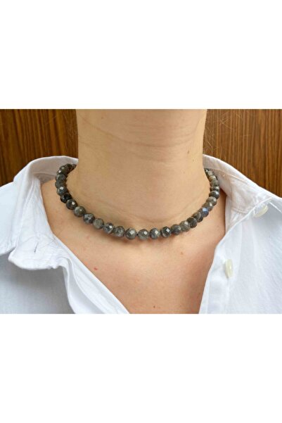 Mucize Taş قلادة من حجر اللابرادوريت الطبيعي 8 ملم