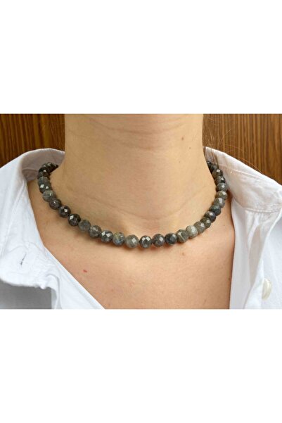 Mucize Taş قلادة من حجر اللابرادوريت الطبيعي مقاس 10 ملم