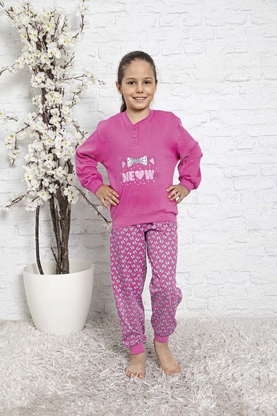 Aydoğan Girl's Interlock Pink Pajama Set