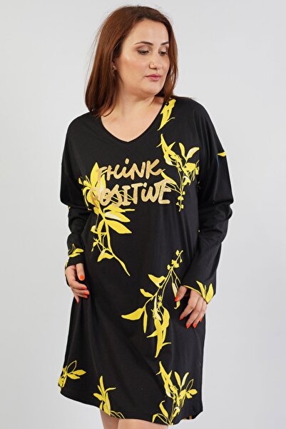 VİENETTA Cămașă de noapte cu mânecă lungă din bumbac, cu decolteu în V, cu umeri lungi, 105300