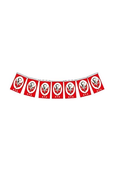 Türk Bayrağı Kağıt Ipli Sıralı Ata 50'li 4m 8cm X 13cm