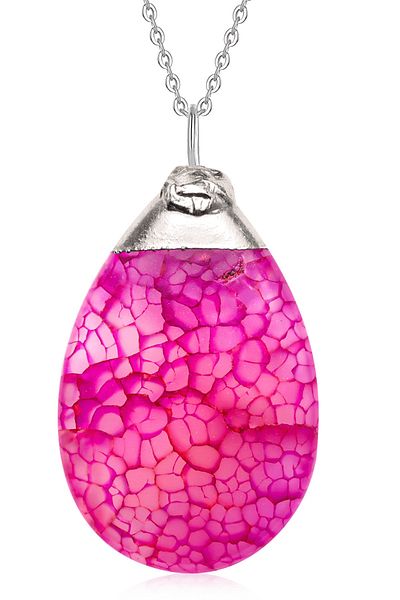 Tesbih Atölyesi Veined Pink Agate Stone Natural Stone Necklace
