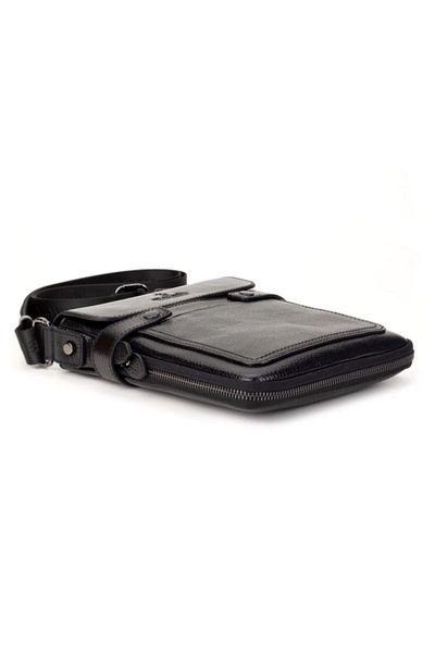 Eminsa Genuine Leather Shoulder Bag with Black Snap Detail