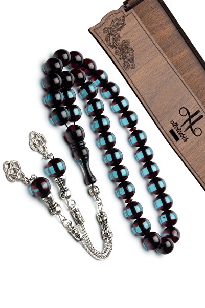 OTTOTESBİH Cadou pentru bărbați, nodul dragostei, cu ciucuri, burgundă, verde apă, pulbere de vermeil, rozariu de chihlimbar