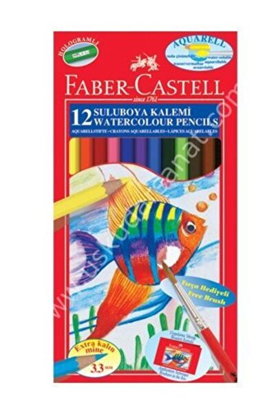 Faber Castell Aquarell Boya Kalemi 12 Renk Tam Boy Set