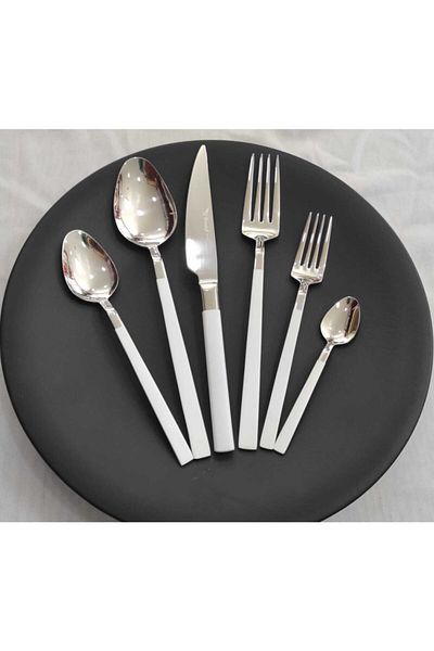 BRONDOFF Stayle 36 Piece White Steel Fork Spoon Knife Set
