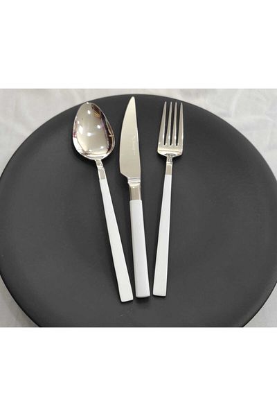 BRONDOFF Stayle 18 Piece White Steel Fork Spoon Knife Set