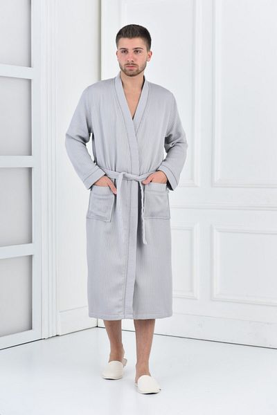 Ecocotton Βιολογικό Ανδρικό Μπουρνούζι Alessa Grey M