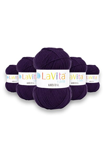 LaVita Yarn خيوط حياكة يدوية من ألياف كريستال أميجورومي 5 عبوات من خيوط تاكا (5125-PURPLE)