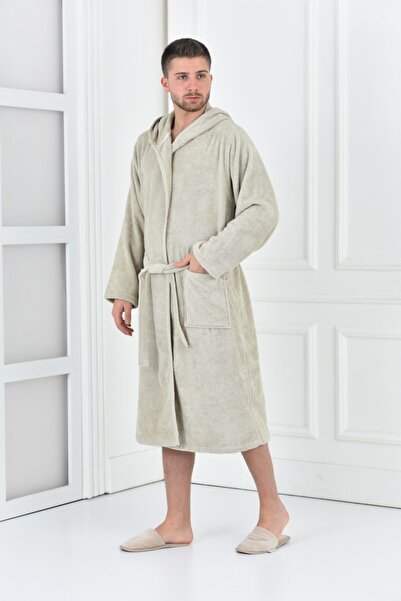 Ecocotton %100 Organik Bornoz Ecosoft Erkek Bej Xxl