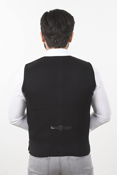 neowit Мъжка черна вталена плетена жилетка