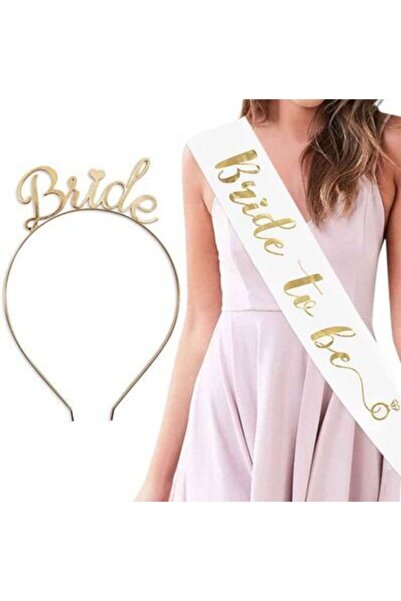 papercraft Bride To Be Gold Taç Kuşak Set