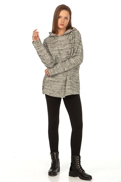 VISHENKA Unisex Hooded Gray Color Polka Dot 3 Thread Sweatshirt