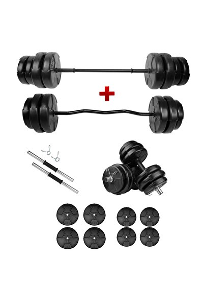 e-life 38 Kg Z Bar Dambıl Seti & Halter Seti Ağırlık Fitness Seti