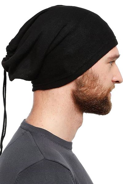 lovebox Men's Black Fleece Beret That Can Be Used in Two Different Ways - Neck Collar