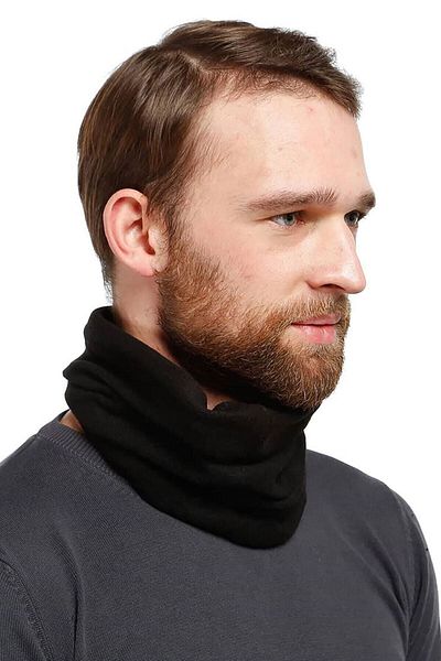 lovebox Men's Black Fleece Beret That Can Be Used in Two Different Ways - Neck Collar