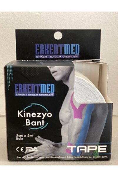 Erkentmed Beyaz Tape Kinesio Ağrı Sporcu Bandı Yüz & Güzellik Kinesiology Bant