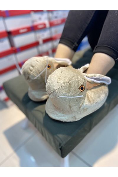 Akınal Bella Pantofi de acasă pentru femei Rabbit crem