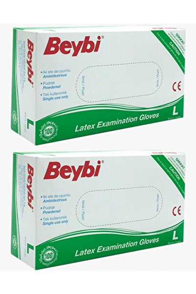 Beybi قفازات فحص من اللاتكس مقاس L، قطعتين، عبوة من 100 قطعة، Emektoptan