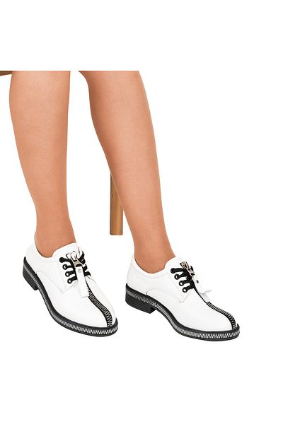 Moosefield Genuine Leather White Women's Shoes