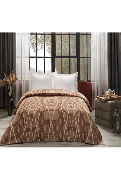 Taç Elina Cotton Double Blanket - Tan