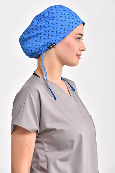 Owlet Medikal Блакитна хірургічна шапочка з блискавковим візерунком