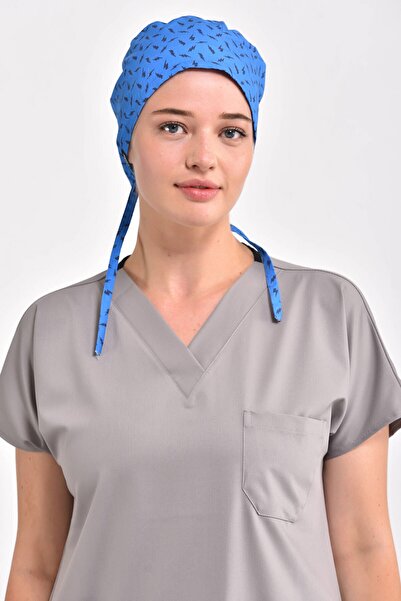Owlet Medikal Блакитна хірургічна шапочка з блискавковим візерунком
