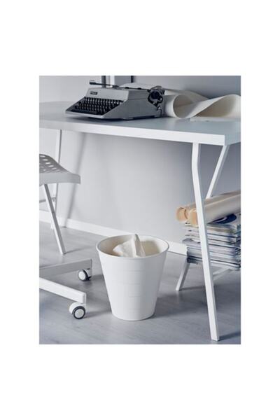IKEA Çöp Kutusu Çöp Kovası Atık Kağıt Sepeti Yükseklik:28 Cm Çap: 28 Cm Polipropilen Plastik Beyaz