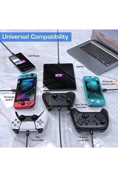 PIRESTIJ Ps5 3 Metre Dualsense Joystick Şarj Cihazı Şarj Kablosu