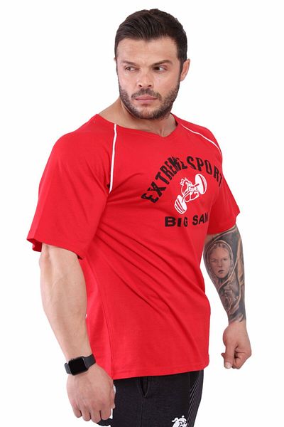 Big Sam Red Training T-Shirt Relaxed Fit 3029